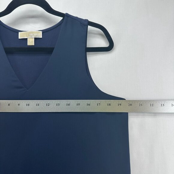 Michael Kors Tank Top Womens Size M Tunic Layered V-Neck Sleeveless Shell Blue - Picture 10 of 11